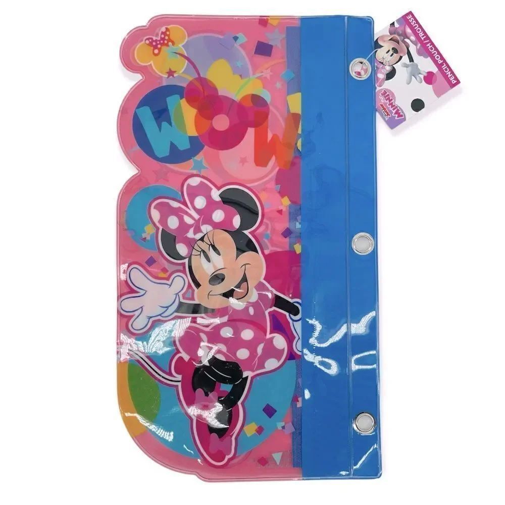 Disney Junior Minnie Mouse WOW Colorful Plastic Zip Closure Pencil Pouch